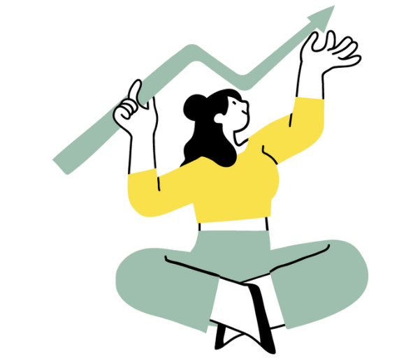 grafica con ragazza e un simbolo di crescita 