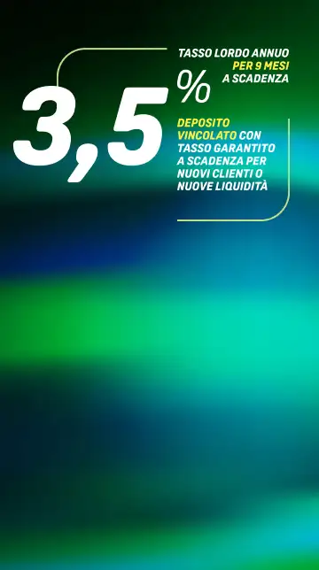 immagine con scritta 3,5% conto deposito tasso annuo lordo garantito a scadenza