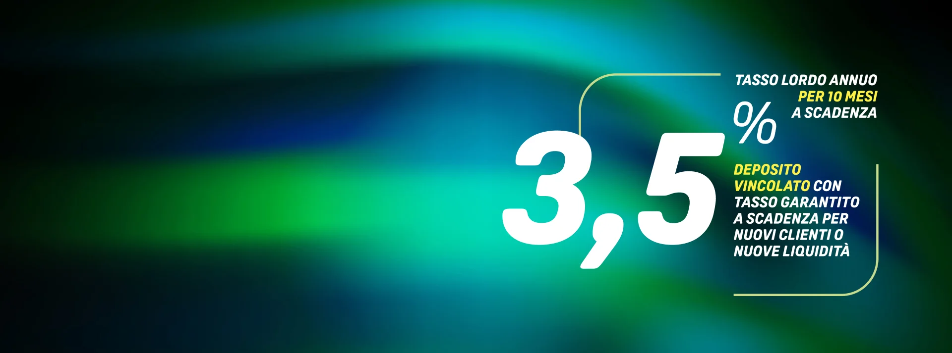 immagine con scritta 3,5% conto deposito tasso annuo lordo garantito a scadenza