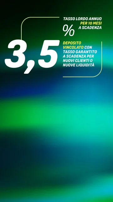 immagine con scritta 3,5% conto deposito tasso annuo lordo garantito a scadenza