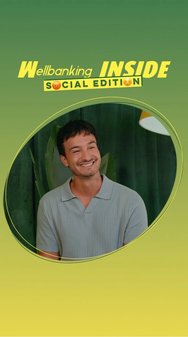 nuovo banner wellbanking inside con viso Andre Dianetti su sfondo verde 