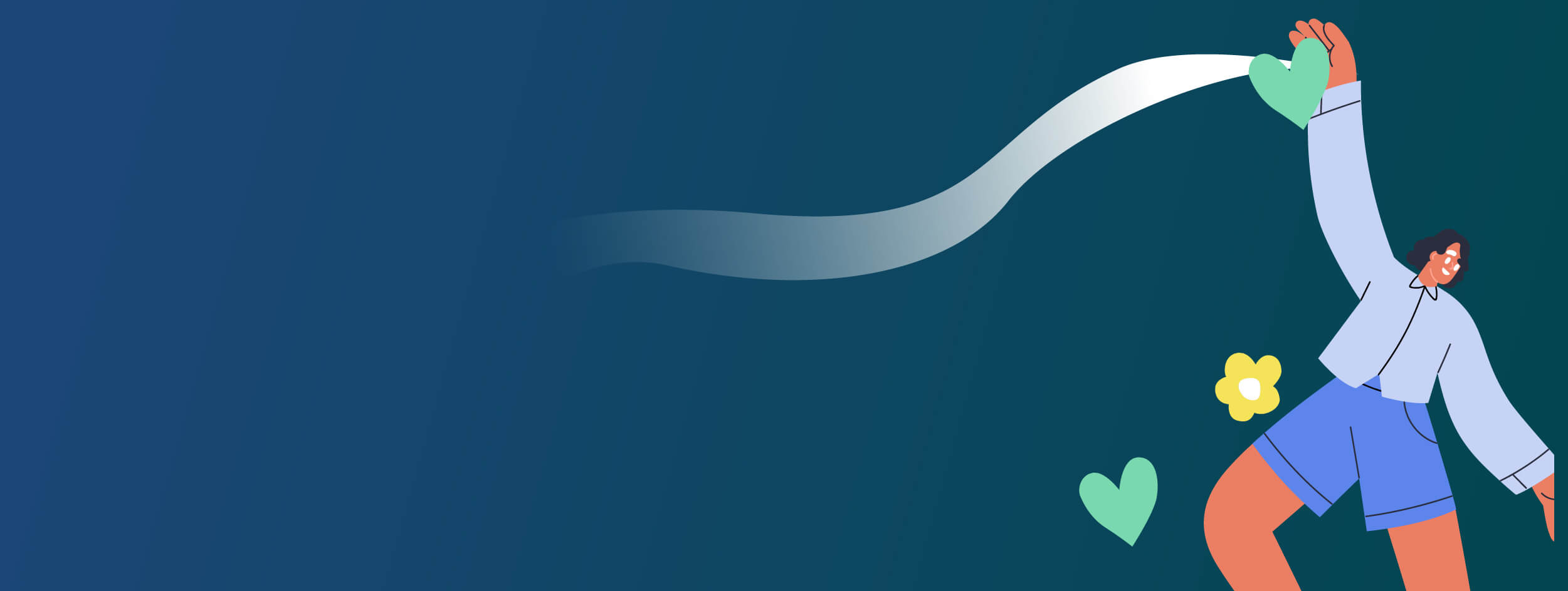 Grafica blu scuro con una donna stilizzata amorevole , trasmettendo come Credem metta al primo posto la Responsabilità Sociale nei confronti della comunità. 