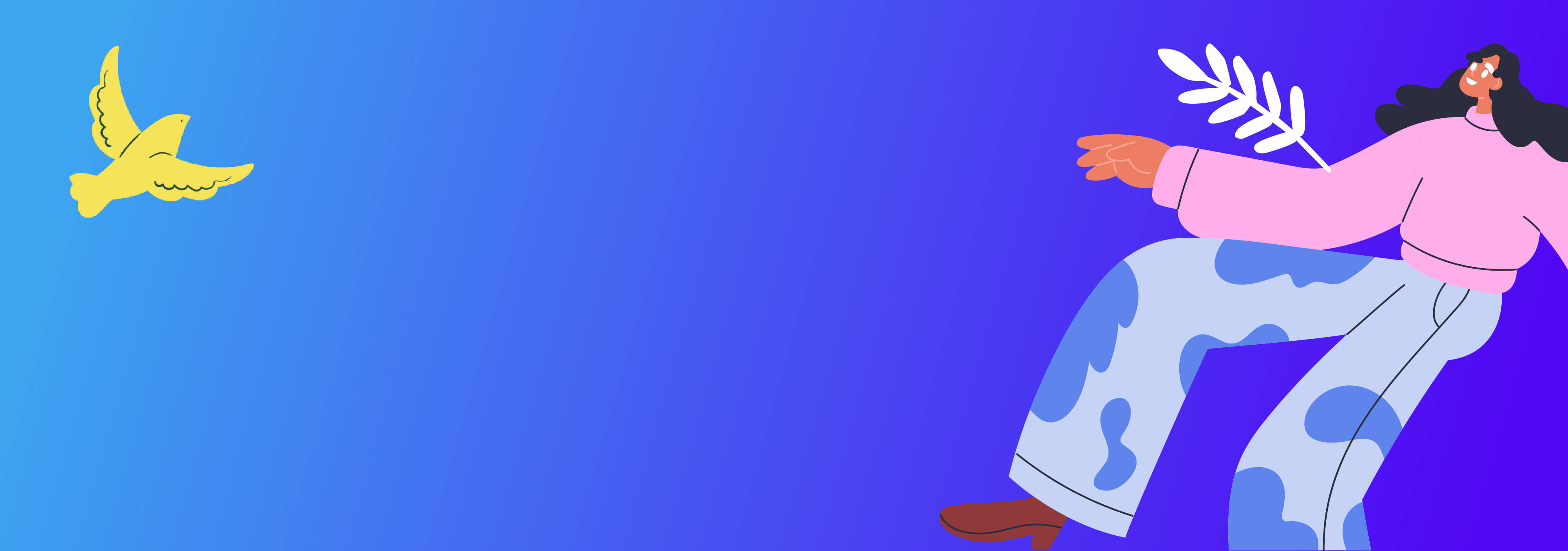 Grafica azzurra con una donna stilizzata rilassata , trasmettendo come Credem metta al primo posto  le persone in ogni aspetto della loro vita, affiancandole su temi come la genitorialità e il caregiving.