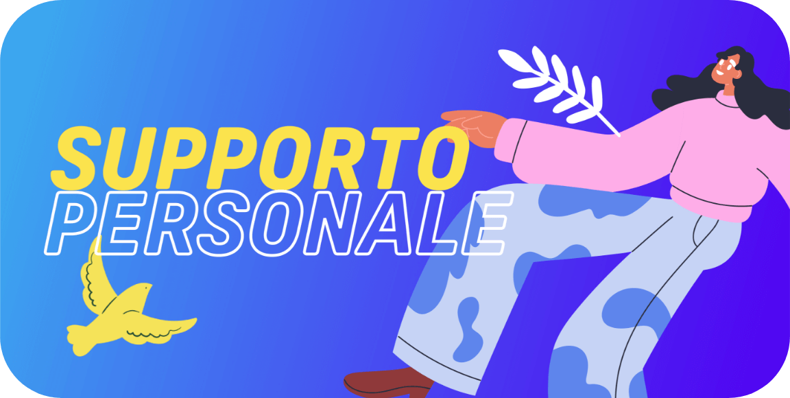 Grafica azzurra con una donna stilizzata rilassata , trasmettendo come Credem metta al primo posto  le persone in ogni aspetto della loro vita, affiancandole su temi come la genitorialità e il caregiving.”SUPPORTO PERSONALE”