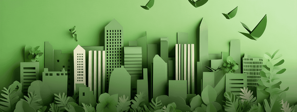 Modellino di una città immersa nel verde e sostenibile