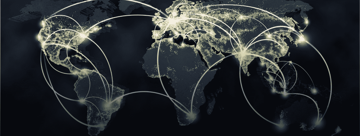 Cartina geografica che evidenzia le connessioni tra mercati internazionali