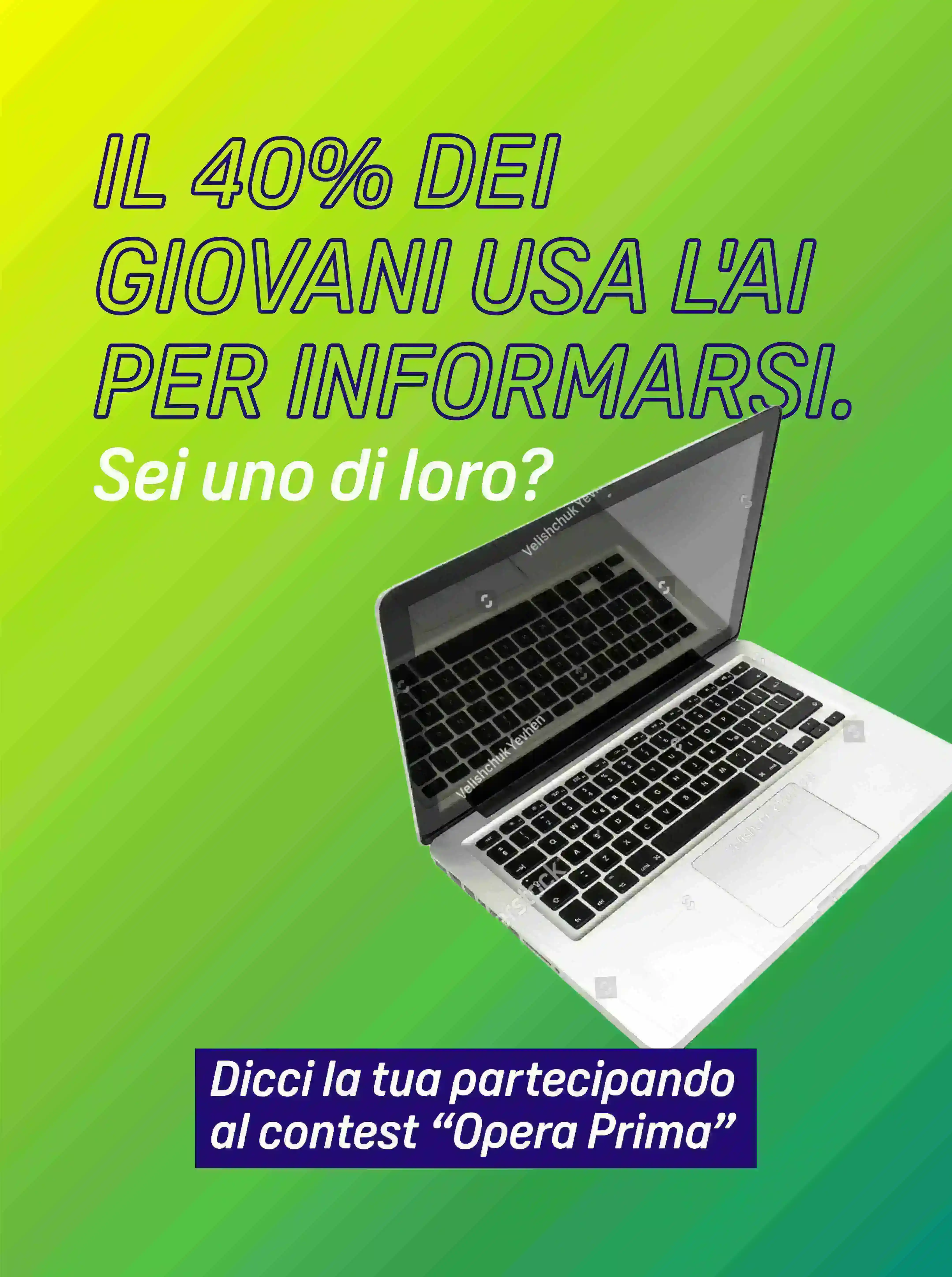 sfondo verde con banner "partecipa al contest "Opera Prima" 