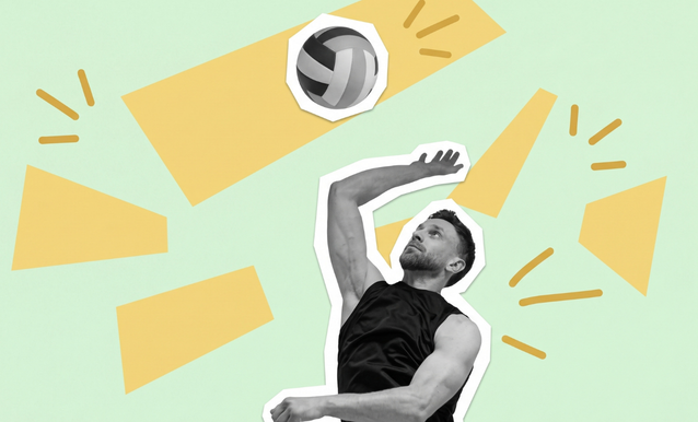Ragazzo che gioca a pallavolo e sta per schiacciare