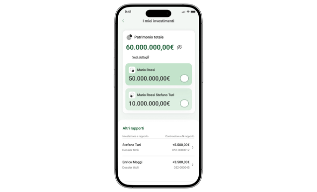 schermata dell'app dell'internet banking