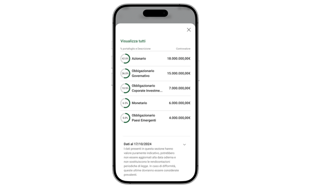 schermata dell'internet banking dell'app