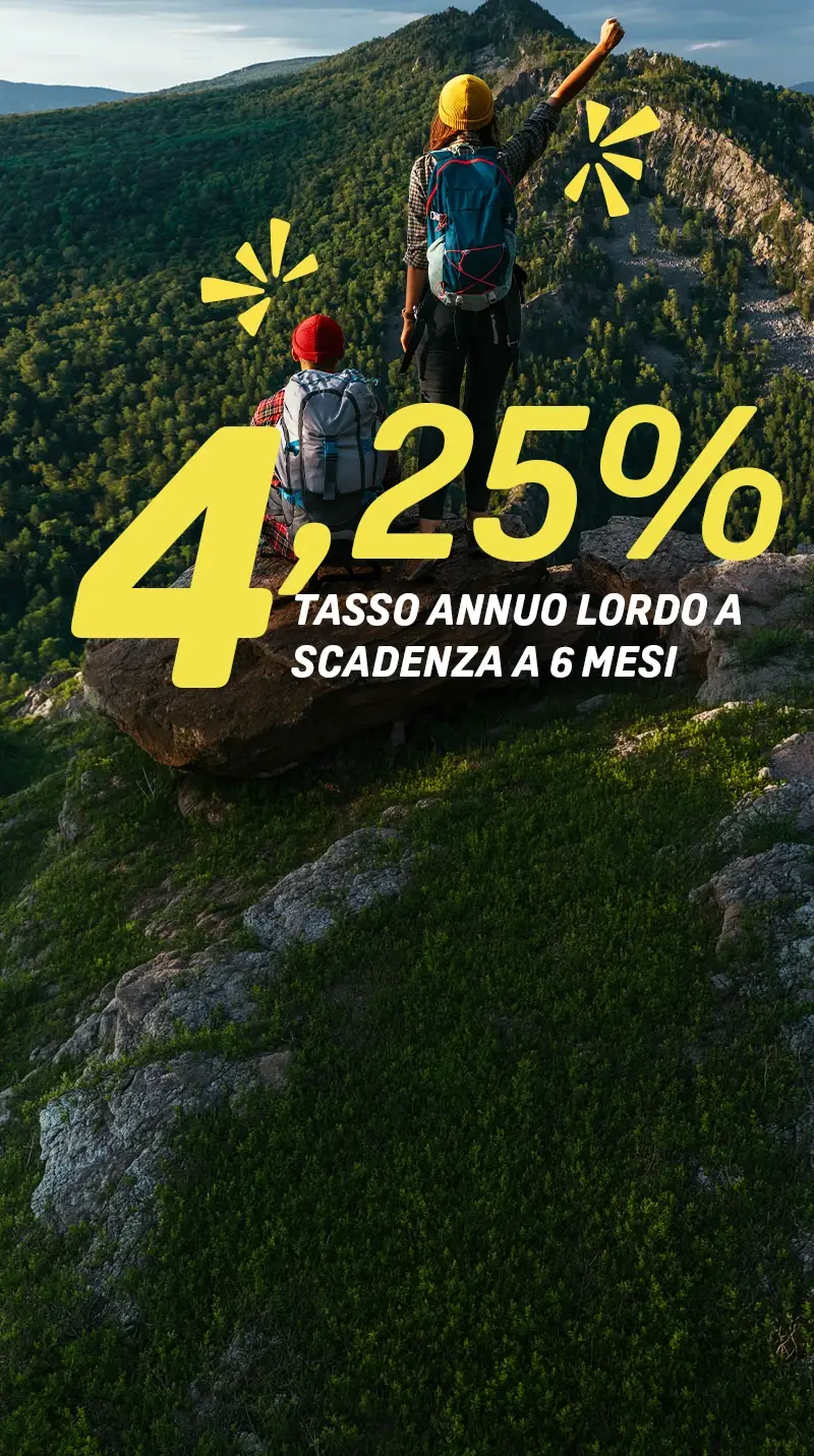 conto deposito 4,25% tasso annuo lordo a scadenza a 6 mesi