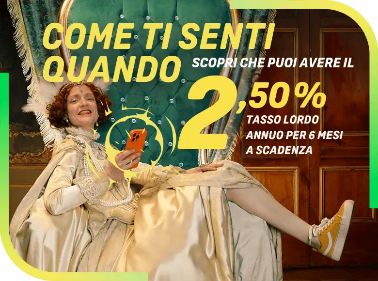 conto deposito 2,50% tasso lordo annuo per 6 mesi