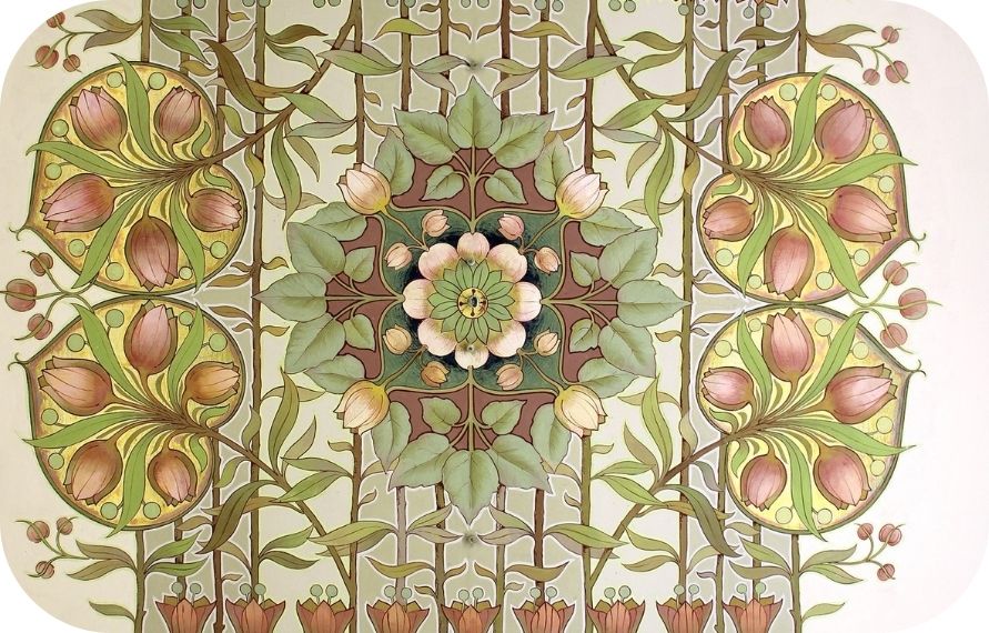 soffitto di salone lo bue lemos con decorazioni floreali