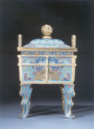 Dinastia QING, Incensiere in forma di vaso arcaistico fang- ding, 1736 - 1795