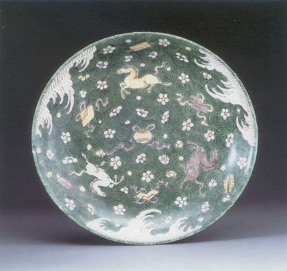 Dinastia QING, Piatto tre cavalli, 1662 - 1722