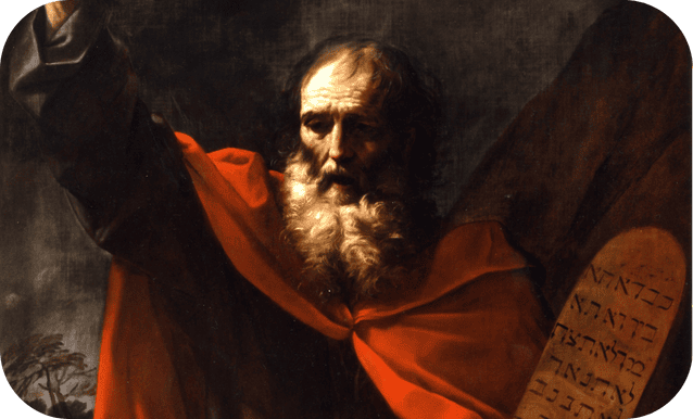 Dipinto della collezione raffigurante Mosè nell'atto di reggere le tavole con i comandamenti