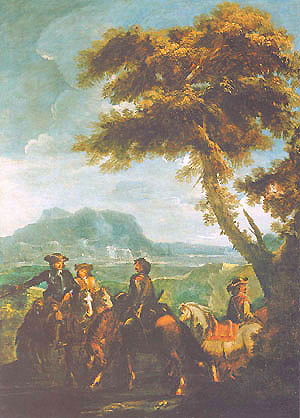 Francesco Simonini, Cavalieri in sosta in un paesaggio