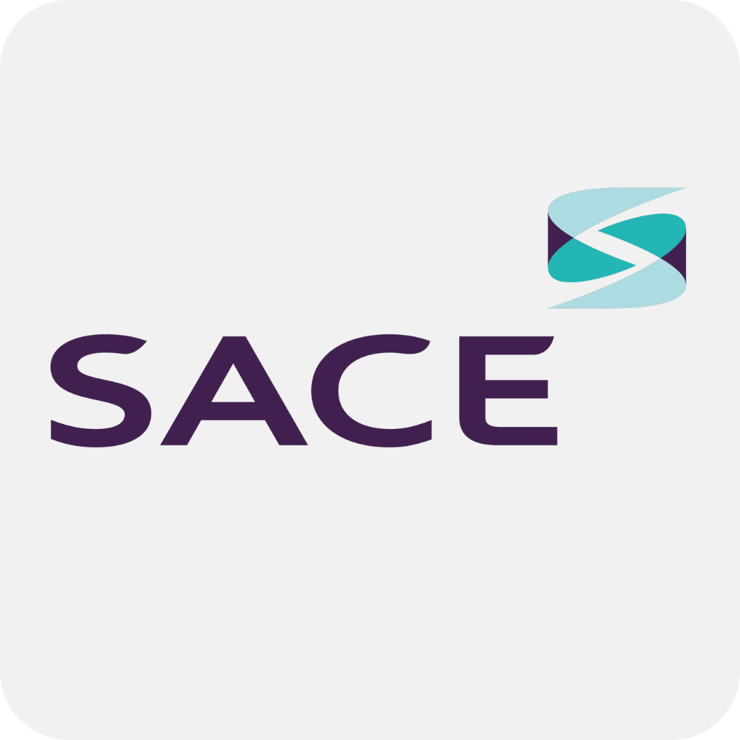 Logo SACE (Servizi Assicurativi del Commercio Estero), società che offre servizi assicurativo-finanziari per operare sui mercati internazionali